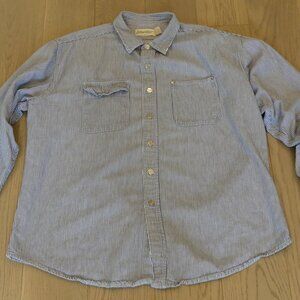 St. John’s Bay Vintage 1990s Made in USA Stripe Blue/White Button Down Shirt